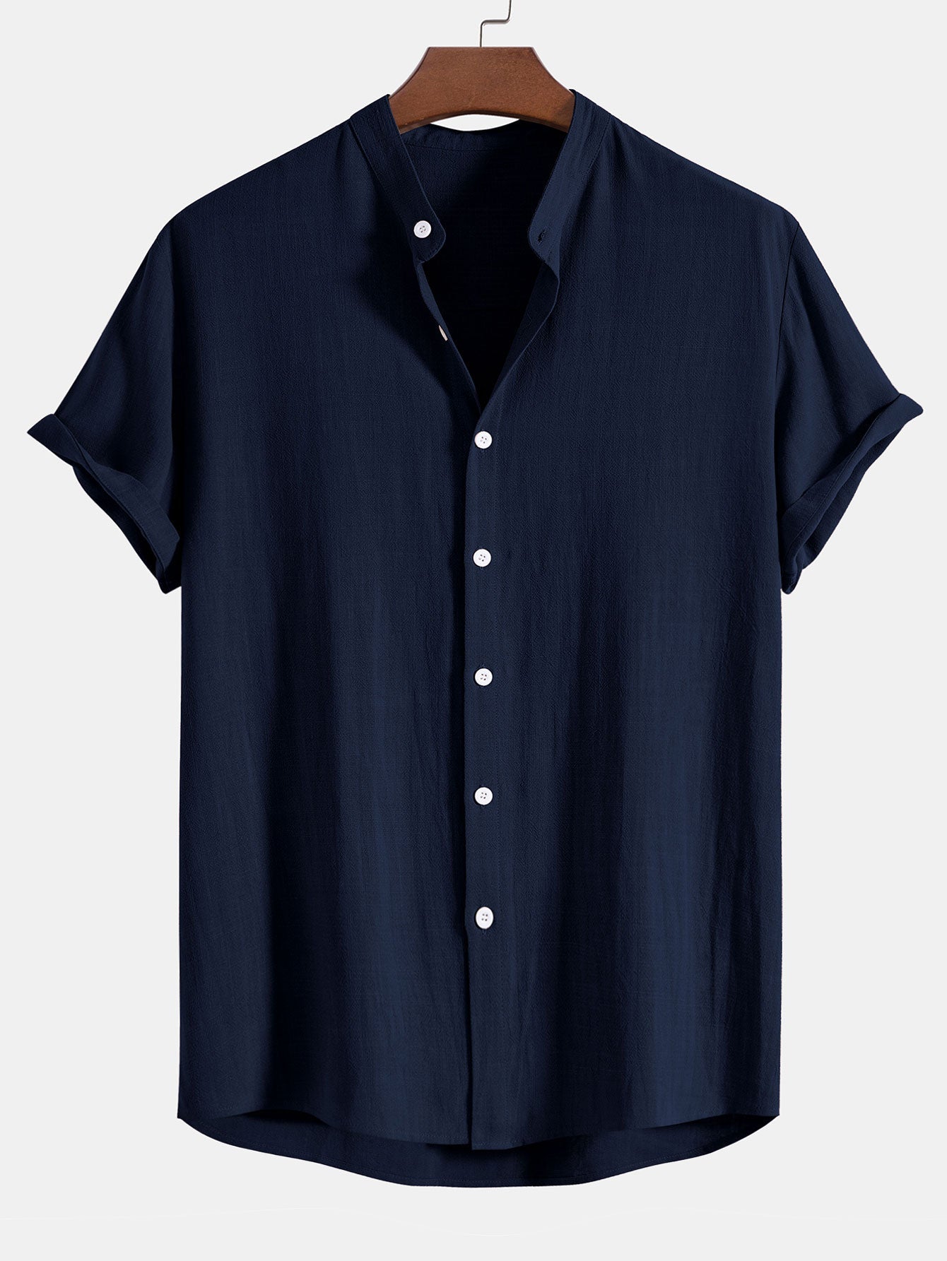 Derada | Linnen Blend Standkraag Shirt - Derada Fashion