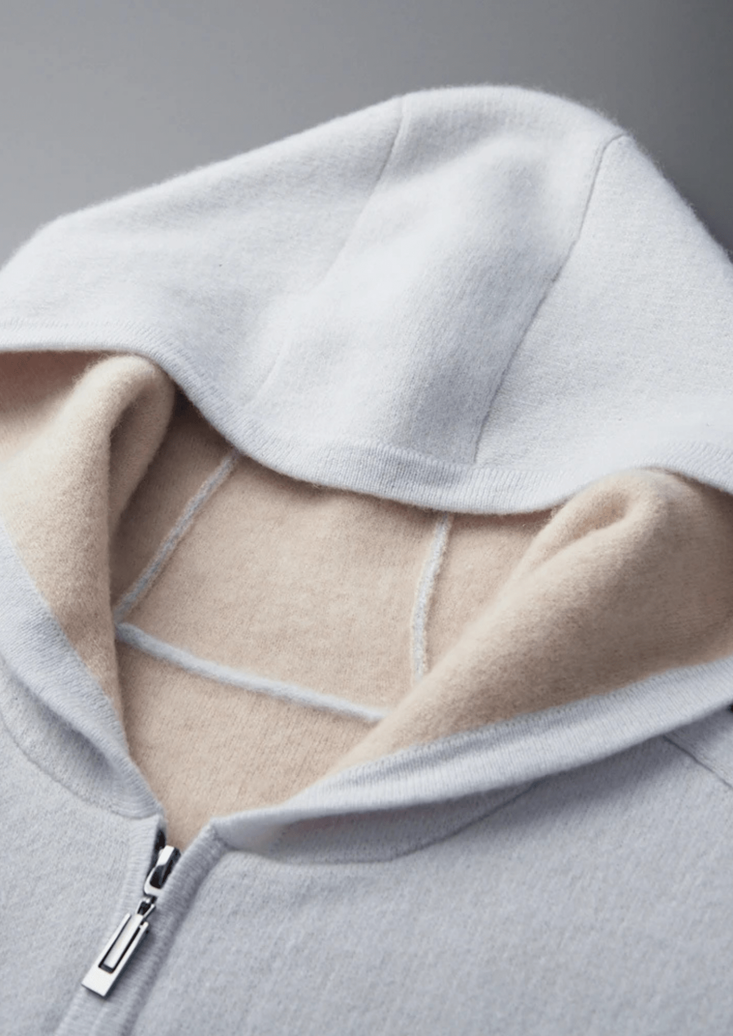 PREMIUM CASHMERE TWO - TONE ZIPPER HOODIE - Derada