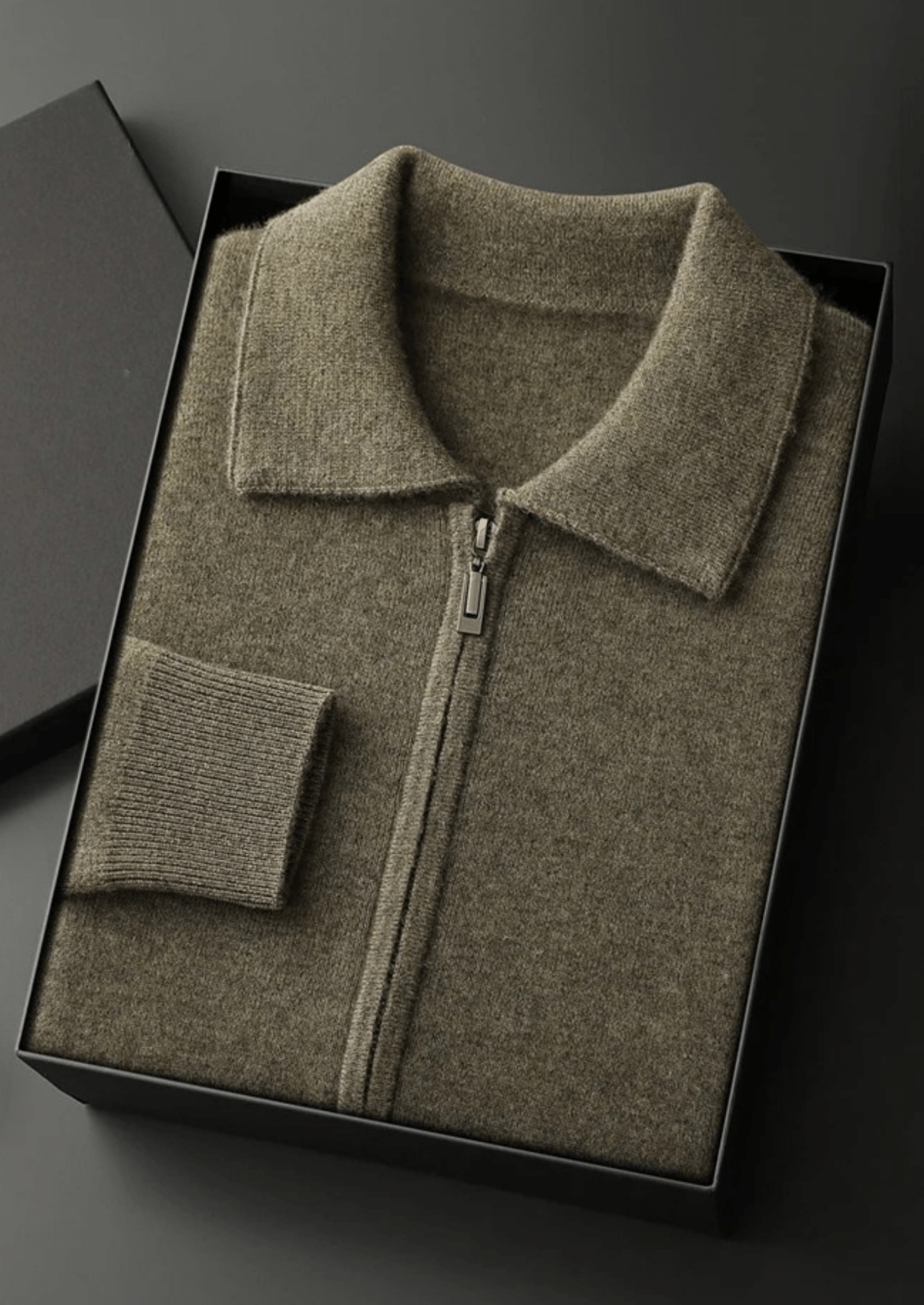 PREMIUM CASHMERE ZIP POLO CARDIGAN - Derada