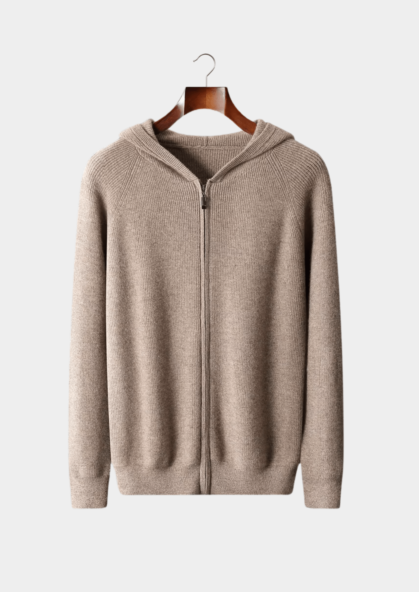 PURE EXTRA - FINE MERINO WOOL RIBBED ZIP HOODIE - Derada