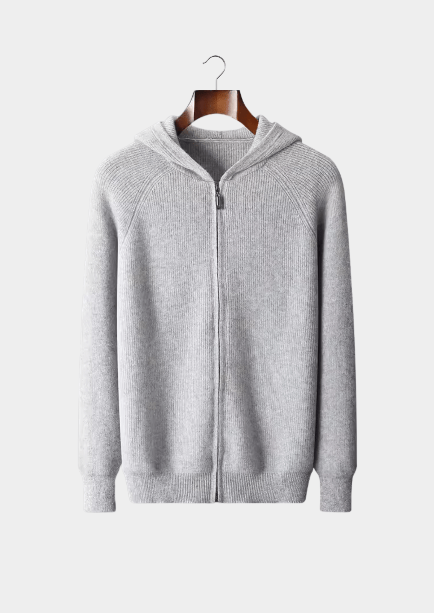 PURE EXTRA - FINE MERINO WOOL RIBBED ZIP HOODIE - Derada