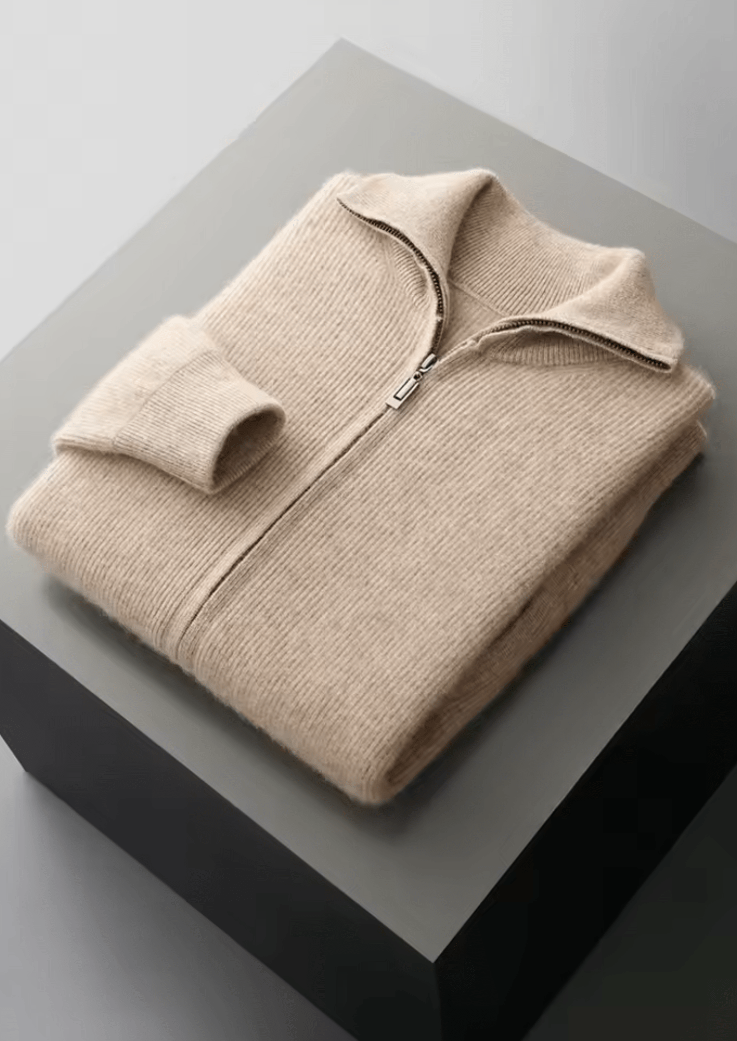 PURE EXTRA - FINE MERINO WOOL RIBBED ZIPPER CARDIGAN - Derada