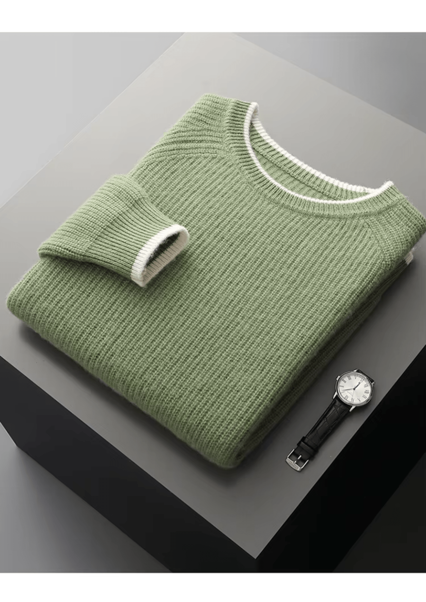 PURE EXTRA - FINE MERINO WOOL TWO TONE CREWNECK - Derada