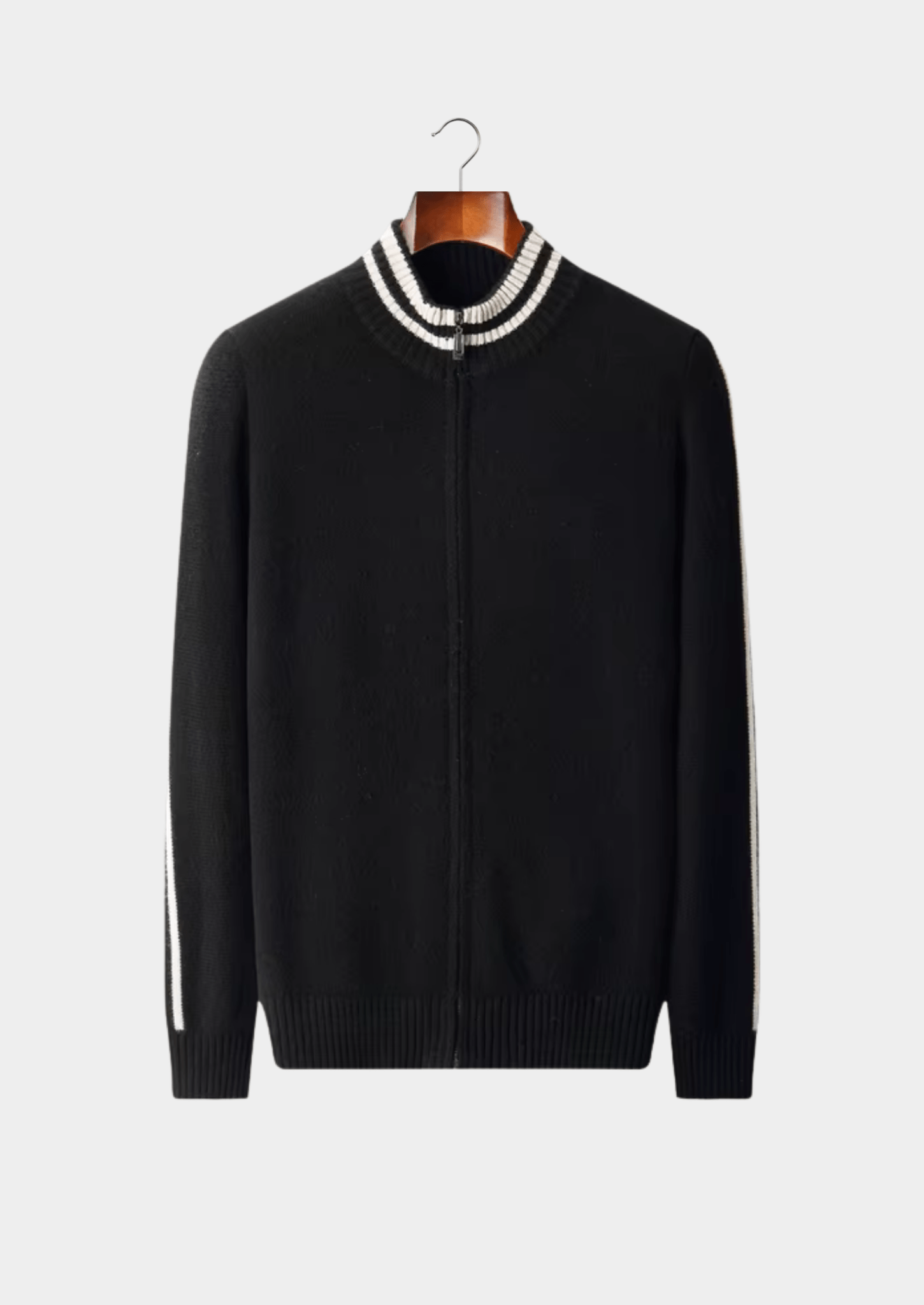 PURE EXTRA - FINE MERINO WOOL TWO TONE ZIP CARDIGAN - Derada