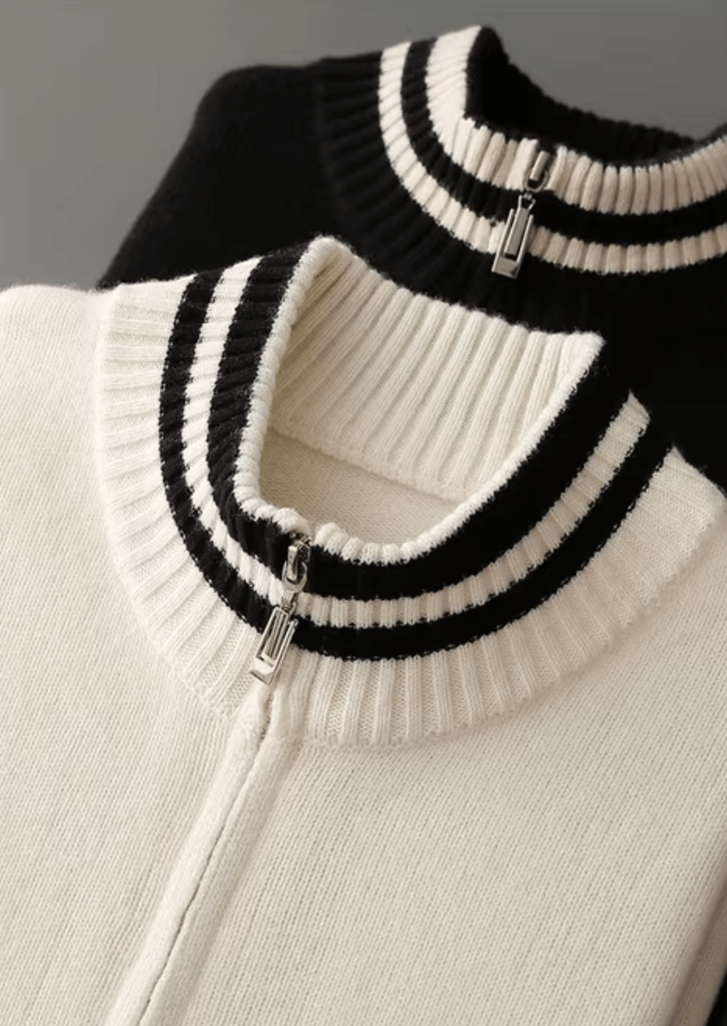 PURE EXTRA - FINE MERINO WOOL TWO TONE ZIP CARDIGAN - Derada