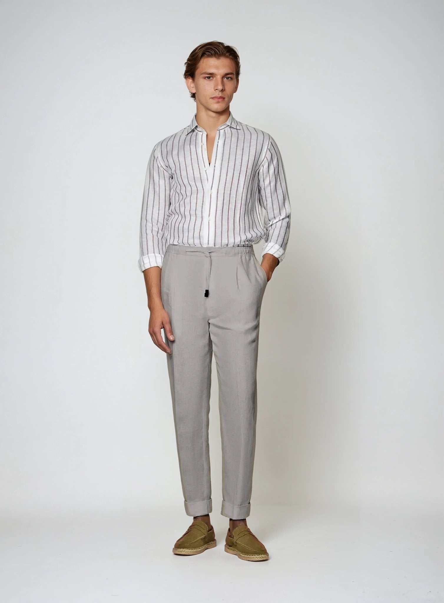 Derada | Linnen Broek - Grijs - Derada