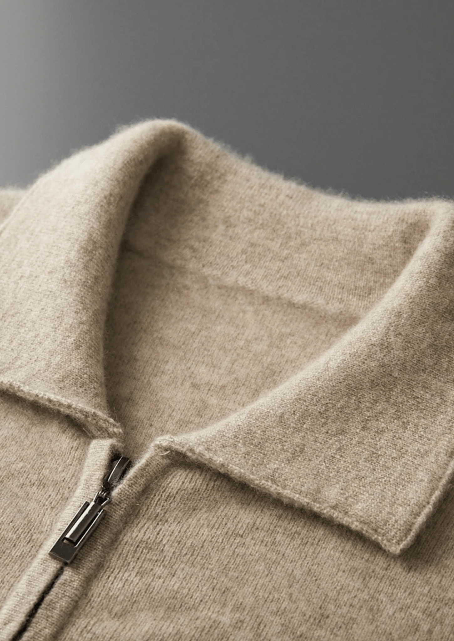 PREMIUM CASHMERE ZIP POLO CARDIGAN - Derada
