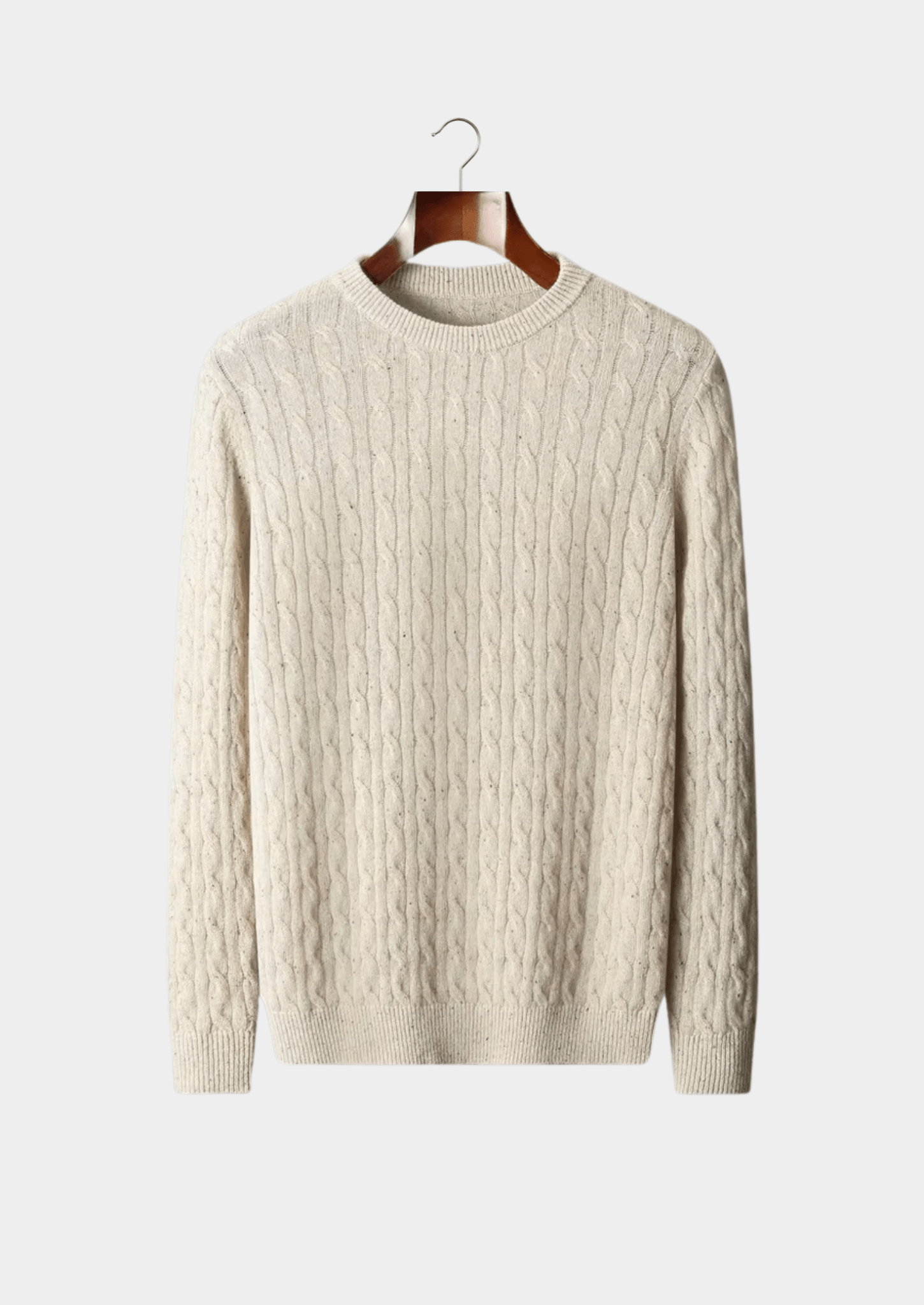 PURE EXTRA - FINE MERINO WOOL NEPPED CABLE CREWNECK - Derada